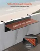 A foldable balcony table is shown attached to a railing. Voir les images du produit