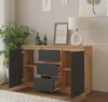 Komoda 120 Cm Dąb Wotan / Antracyt 3 Szuflady, 2 Drzwi, 2 Podgląd zdjęcia produktu 5