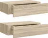 Two identical wooden wall shelves with open drawers, shown from a slightly angled front view against a white background. Náhled obrázku produktu