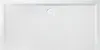 A top-down view of a white rectangular shower tray with a central drain. Produktbild-Vorschau