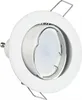 A white recessed spotlight with a chrome trim and spring clips for installation. Voir les images du produit