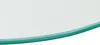 A close-up view of the edge of a round glass tabletop with a chrome-colored edge. Produktbild-Vorschau