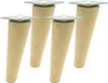 Four wooden furniture legs with metal mounting plates are shown against a white background. Náhled obrázku produktu