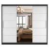 A sliding door wardrobe with a mirrored center panel, reflecting a bedroom interior. Produktbild-Vorschau