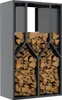 A metal firewood rack filled with logs, shown against a white background. Podgląd zdjęcia produktu