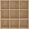 An empty, multi-compartment bookshelf made of wood-look material. Produktbild-Vorschau