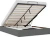 The image shows the underside of an open ottoman bed frame, revealing the slatted mattress support and the lifting mechanism. Produktbild-Vorschau