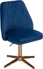 A blue velvet office chair with a gold base. Voir les images du produit