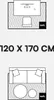 Diagrams showing the placement of a rug in a room with furniture, and dimensions. Produktbild-Vorschau