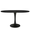 A black oval dining table with a pedestal base is shown against a white background. Náhled obrázku produktu