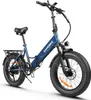 A blue electric bicycle with fat tires is shown against a white background. Produktbild-Vorschau