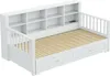 A white daybed with a bookshelf headboard and drawers underneath, shown from a slightly elevated diagonal angle. Náhled obrázku produktu