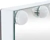 A close-up view of a white framed mirror with integrated LED lights. Podgląd zdjęcia produktu