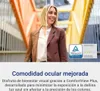 A woman is shown split in half, with one side appearing more vibrant than the other, suggesting a visual enhancement. A certification logo and text are present. Voir les images du produit