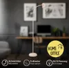 A floor lamp is shown in a home office setting with a desk and computer in the background. There are also icons and text highlighting product features. Anteprima dell’immagine prodotto