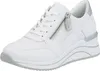 A white women's sneaker with silver accents and a zipper detail. Náhled obrázku produktu