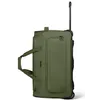 A green duffle bag with wheels and a retractable handle, shown from the side against a white background. Produktbild-Vorschau