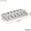 A silver metal heat reflector for a grill, with dimensions indicated. Anteprima dell’immagine prodotto