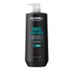 A black bottle of Goldwell Dualsenses Men Hair & Body Shampoo with a white pump dispenser. Produktbild-Vorschau