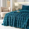 Fleece deken, pluche, bubbelvelours, blauw, 150x200 cm Productafbeelding-voorbeeld 4