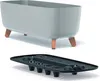 A light gray planter with copper-colored legs and a black insert tray are shown against a white background. Náhľad obrázku produktu