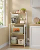 A kitchen shelf unit is filled with various kitchen appliances and accessories. Náhled obrázku produktu