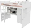 A white loft bed with a desk and storage underneath, shown from a slightly elevated side angle against a white background. Anteprima dell’immagine prodotto