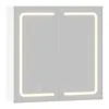A white bathroom cabinet with two doors and integrated LED lighting. Voir les images du produit