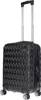 A black suitcase with a patterned surface and a retractable handle, on a white background. Produktbild-Vorschau