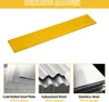 A collage showing a yellow metal bending tool and three types of metal sheets with their specifications. Náhled obrázku produktu