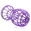 Two purple plastic wig stands are shown against a white background. Produktbild-Vorschau