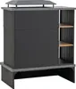 A black outdoor fireplace with shelves on the side, shown against a white background. Náhled obrázku produktu