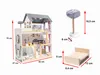 Aga MDF Holzpuppenhaus + Möbel 78cm schwarz LED Produktbild-Vorschau 7