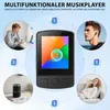 A collage of images showing a multifunctional music player and its various uses with different audio devices and people. Produktbild-Vorschau