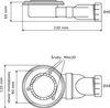 Technical drawing with dimensions of a horizontal drain trap. Podgląd zdjęcia produktu