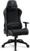 A black gaming chair with headrest and lumbar support, shown from a front-diagonal angle on a white background. Produktbild-Vorschau