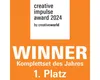 Marketing image for an award, featuring text about the 'creative impulse award 2024' and 'WINNER'. Náhľad obrázku produktu