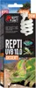 The image shows the packaging of a Repti Planet UVB 10.0 Desert terrarium lamp, featuring a chameleon and desert landscape. Náhled obrázku produktu
