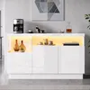 MODFU Sideboard Hochglanz mit LED-Vitrine,Beistellschrank Produktbild-Vorschau 2