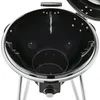 Close-up view of the interior of a black charcoal grill with silver trim and legs. Produktbild-Vorschau