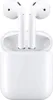 A pair of white wireless earbuds and their charging case are displayed against a white background. Produktbild-Vorschau