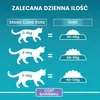 A size chart for cat food, showing recommended daily amounts based on cat weight. Voir les images du produit