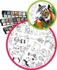 A collage of coloring pages and a tiger illustration, likely for a children's art projector. Voir les images du produit