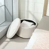HOMCOM Sitzhocker mit Stauraum Hocker mit Deckel, Runder Produktbild-Vorschau 8