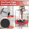 A woman is exercising on a red mini trampoline indoors, with text overlays highlighting product features. Anteprima dell’immagine prodotto