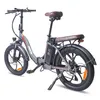 A studio shot of a gray electric bicycle against a white background. Produktbild-Vorschau