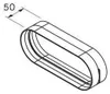 A technical drawing of a flat oval duct connector. Produktbild-Vorschau