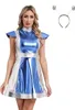 Galaktisches Damen Space Girl Kostüm – Gr. L - Metallic Produktbild-Vorschau 1