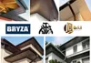 A collage of images showing soffit and fascia installations, along with company logos. Produktbild-Vorschau