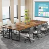 A modern conference room with a long wooden table and chairs, set up for a meeting. Anteprima dell’immagine prodotto